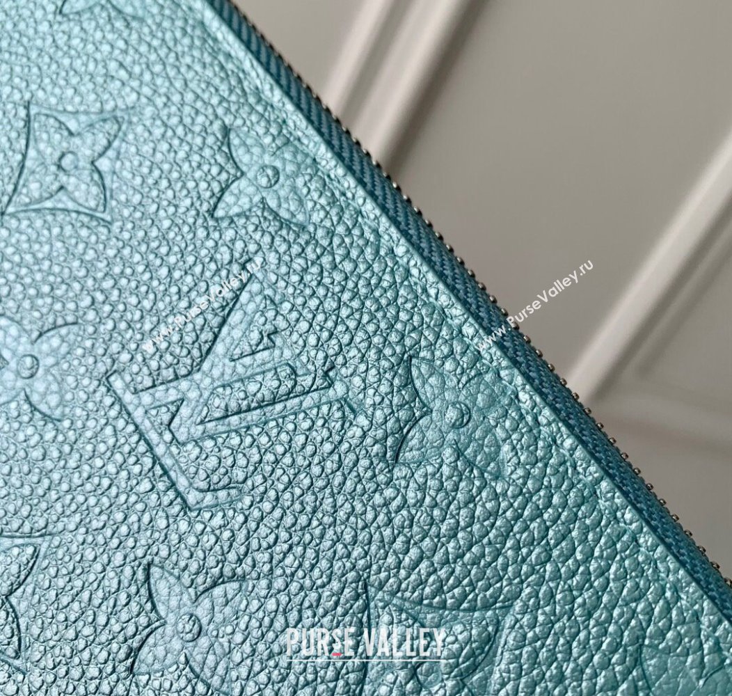 Louis Vuitton Zippy Wallet in Azur Frost Blue Supple Grained Leather M12680 2024 LV Ski Collection (KI-241210001)