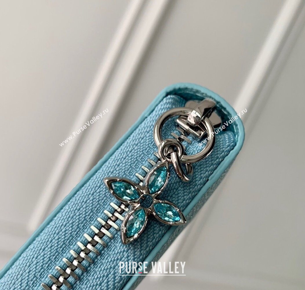 Louis Vuitton Zippy Wallet in Azur Frost Blue Supple Grained Leather M12680 2024 LV Ski Collection (KI-241210001)