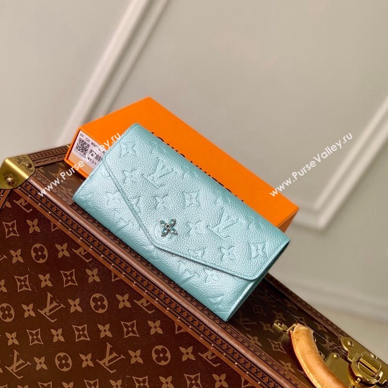 Louis Vuitton Sarah Wallet in Azur Frost Blue Supple Grained Leather M12172 2024 LV Ski Collection (KI-241210004)