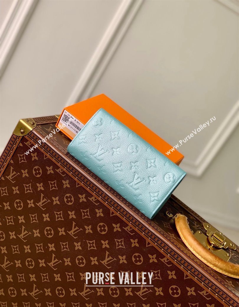 Louis Vuitton Sarah Wallet in Azur Frost Blue Supple Grained Leather M12172 2024 LV Ski Collection (KI-241210004)