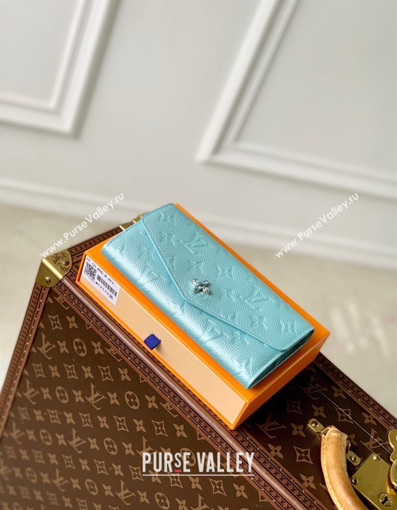 Louis Vuitton Sarah Wallet in Azur Frost Blue Supple Grained Leather M12172 2024 LV Ski Collection (KI-241210004)