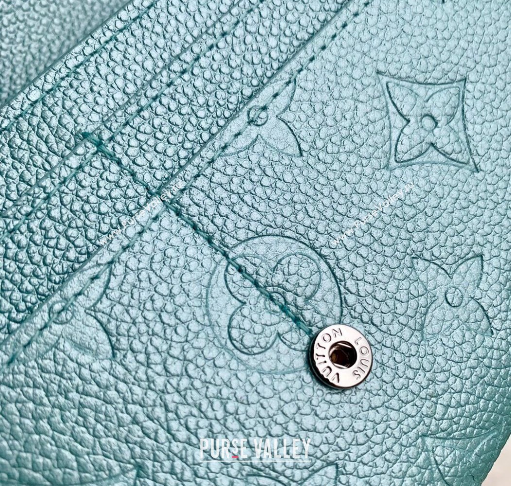 Louis Vuitton Sarah Wallet in Azur Frost Blue Supple Grained Leather M12172 2024 LV Ski Collection (KI-241210004)