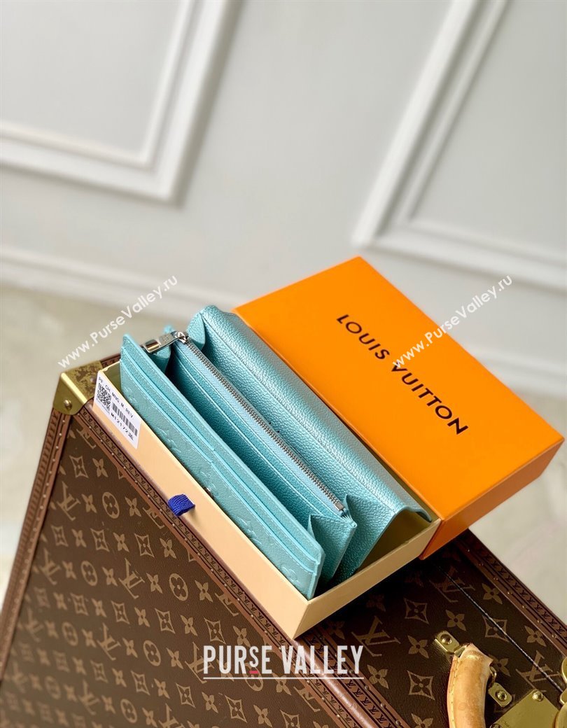 Louis Vuitton Sarah Wallet in Azur Frost Blue Supple Grained Leather M12172 2024 LV Ski Collection (KI-241210004)