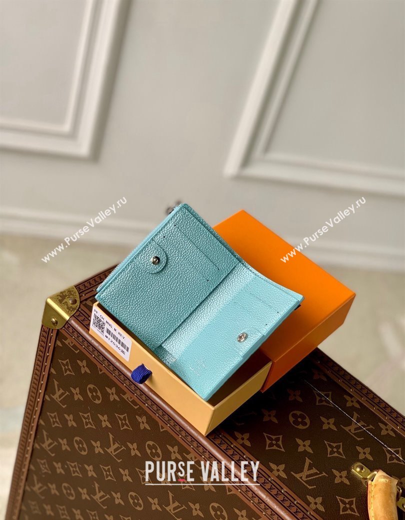 Louis Vuitton Lisa Wallet in Azur Frost Blue Supple Grained Leather M12536 2024 LV Ski Collection (KI-241210007)