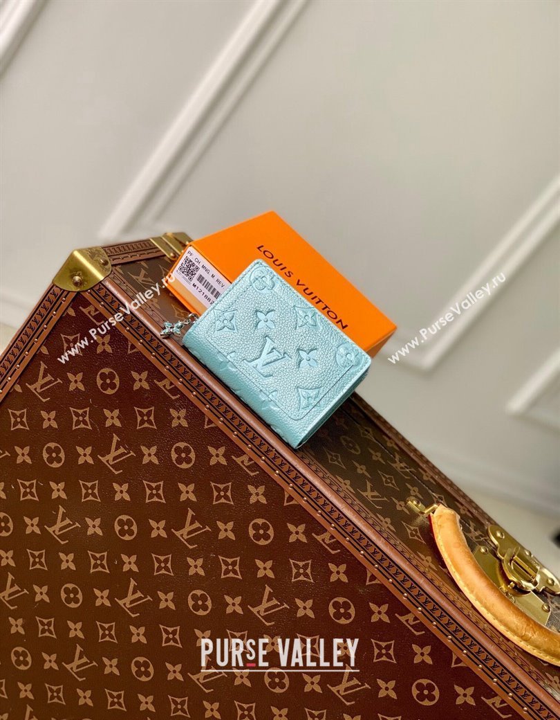 Louis Vuitton Clea Wallet in Azur Frost Blue Supple Grained Leather M12188 2024 LV Ski Collection (KI-241210010)