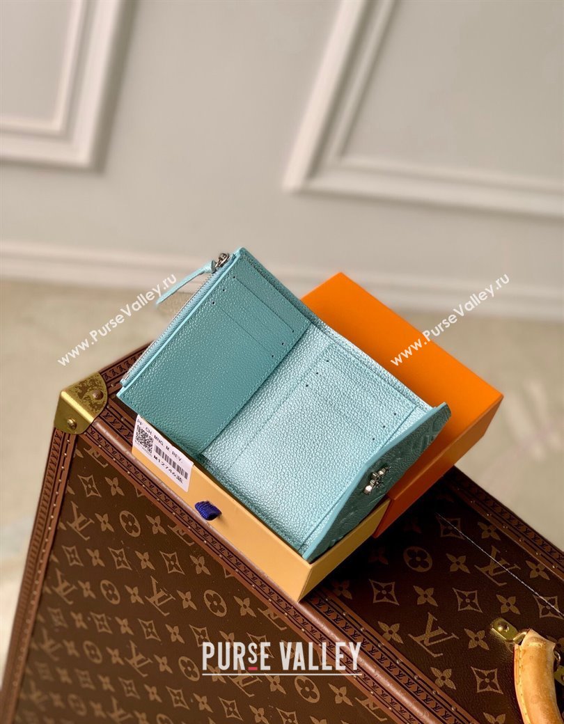 Louis Vuitton Victorine Wallet in Azur Frost Blue Supple Grained Leather M12746 2024 LV Ski Collection (KI-241210013)