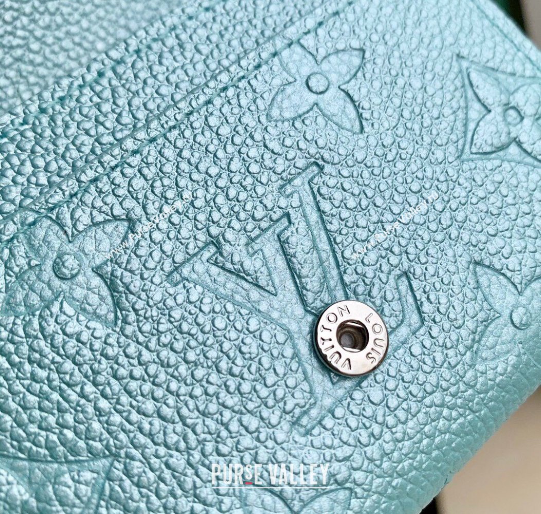 Louis Vuitton Business Card Holder Wallet in Azur Frost Blue Supple Grained Leather M12177 2024 LV Ski Collection (KI-241210016)