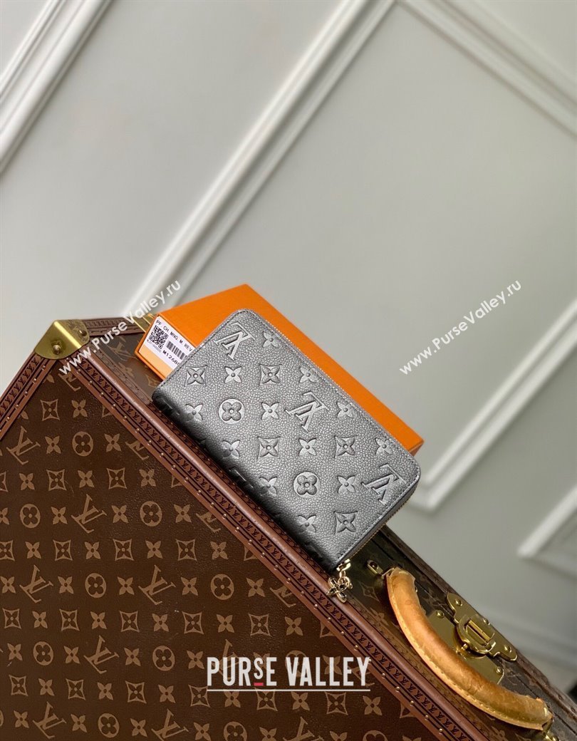 Louis Vuitton Zippy Wallet in Gunmetal Black Supple Grained Leather M12680 2024 LV Ski Collection (KI-241210002)