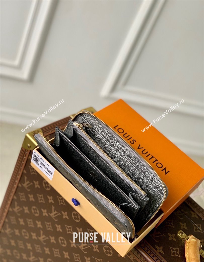 Louis Vuitton Zippy Wallet in Gunmetal Black Supple Grained Leather M12680 2024 LV Ski Collection (KI-241210002)