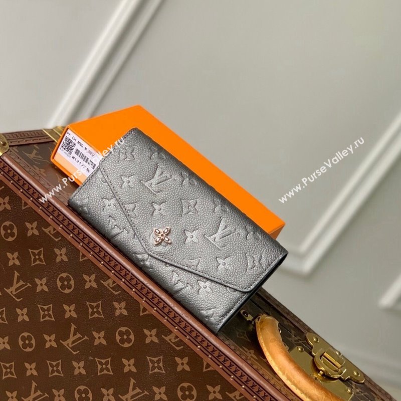 Louis Vuitton Sarah Wallet in Gunmetal Black Supple Grained Leather M12172 2024 LV Ski Collection (KI-241210005)