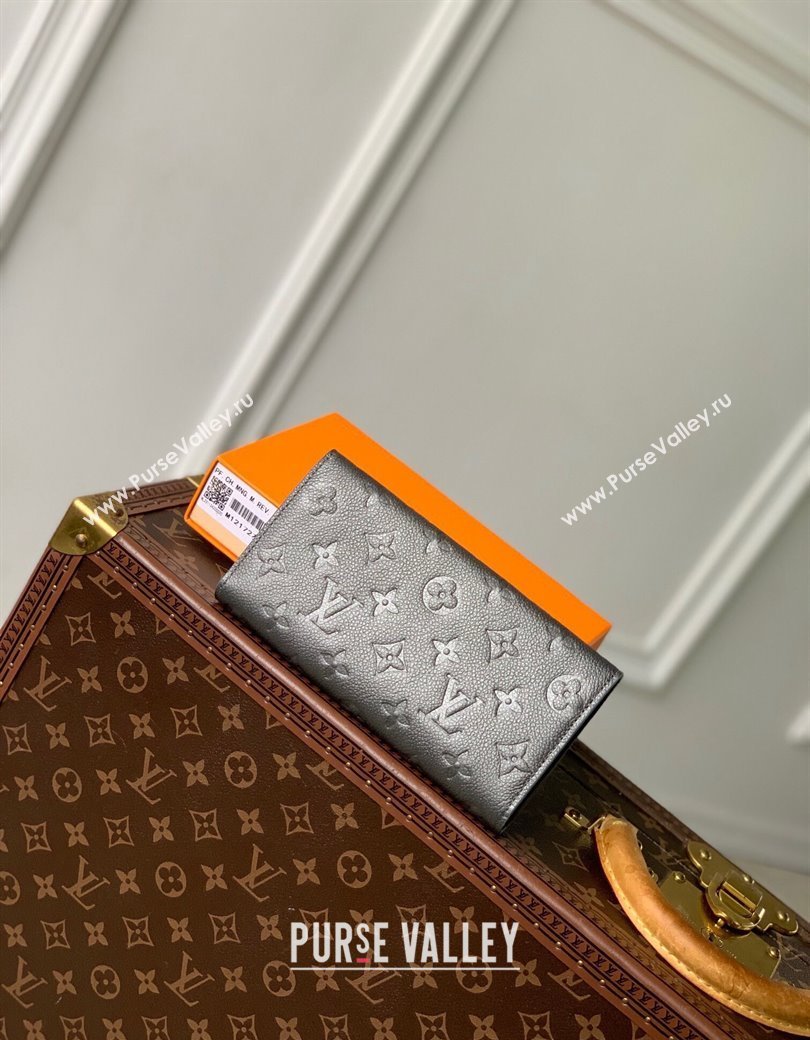 Louis Vuitton Sarah Wallet in Gunmetal Black Supple Grained Leather M12172 2024 LV Ski Collection (KI-241210005)