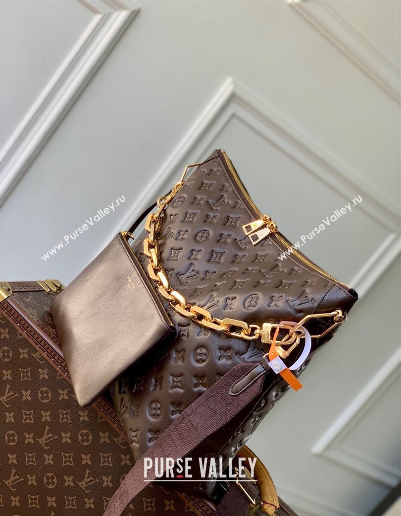 Louis Vuitton Coussin Hobo MM Bag in Monogram Leather M12072 Chocolat Brown 2024 (KI-241209070)