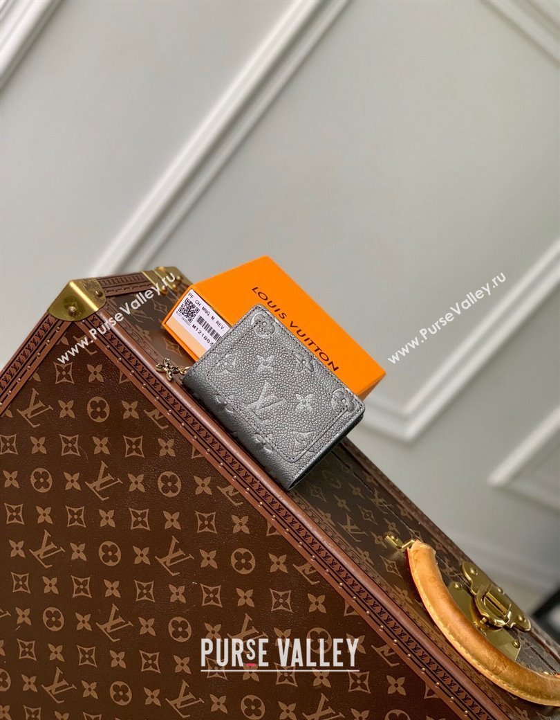 Louis Vuitton Clea Wallet in Gunmetal Black Supple Grained Leather M12188 2024 LV Ski Collection (KI-241210011)