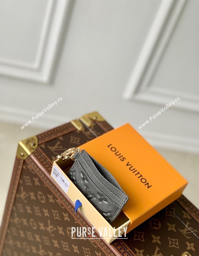 Louis Vuitton LV Charms Card Holder Wallet in Gunmetal Black Supple Grained Leather M12178 2024 LV Ski Collection (KI-241210020)