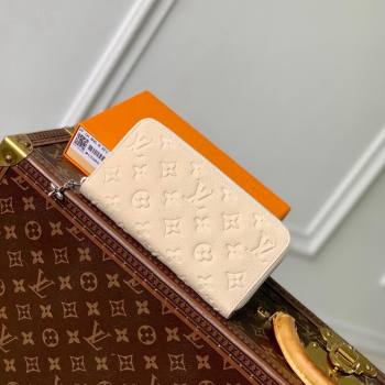 Louis Vuitton Zippy Wallet in Cream Beige Supple Grained Leather M12680 2024 LV Ski Collection (KI-241210003)