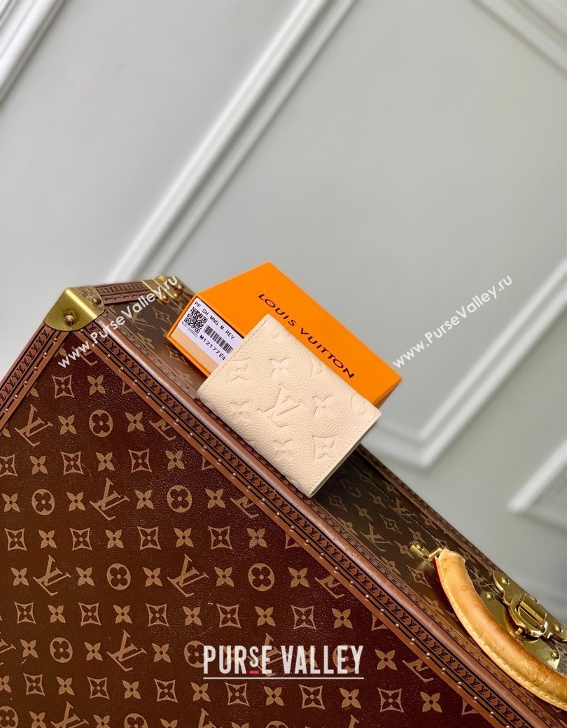 Louis Vuitton Business Card Holder Wallet in Cream Beige Supple Grained Leather M12177 2024 LV Ski Collection (KI-241210018)