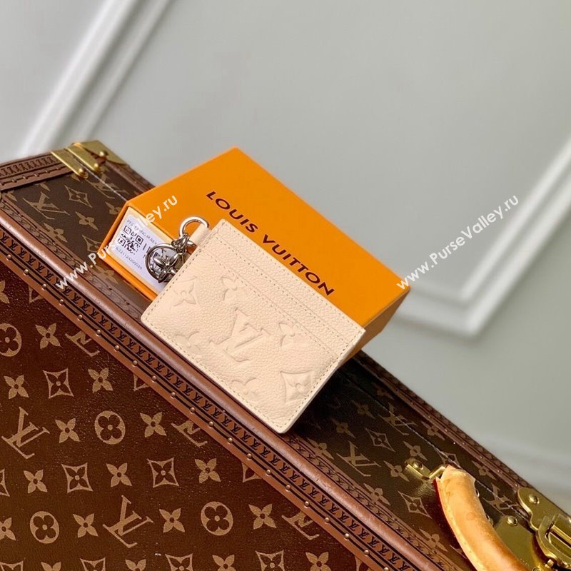 Louis Vuitton LV Charms Card Holder Wallet in Cream Beige Supple Grained Leather M12179 2024 LV Ski Collection (KI-241210021)