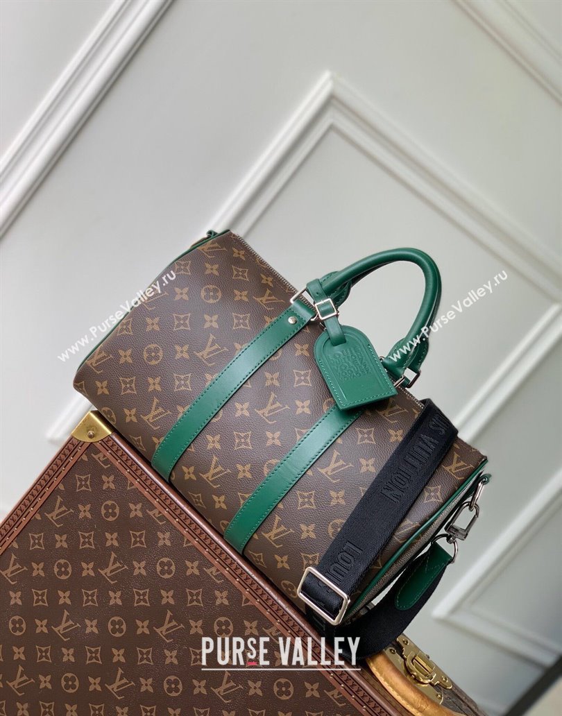 Louis Vuitton Mens Keepall Bandouliere 35 bag in Monogram Macassar Canvas M12765 Borneo Green 2024 (KI-241210046)
