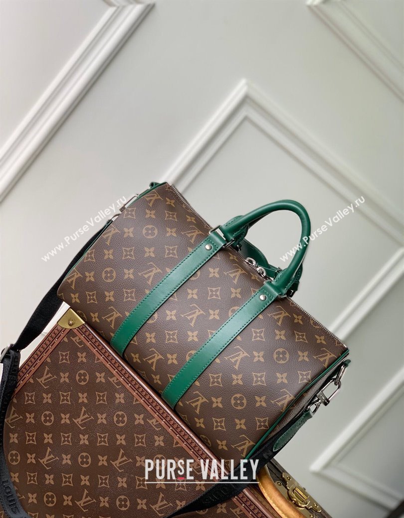 Louis Vuitton Mens Keepall Bandouliere 35 bag in Monogram Macassar Canvas M12765 Borneo Green 2024 (KI-241210046)