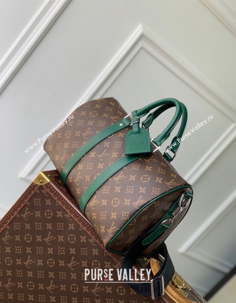 Louis Vuitton Mens Keepall Bandouliere 35 bag in Monogram Macassar Canvas M12765 Borneo Green 2024 (KI-241210046)