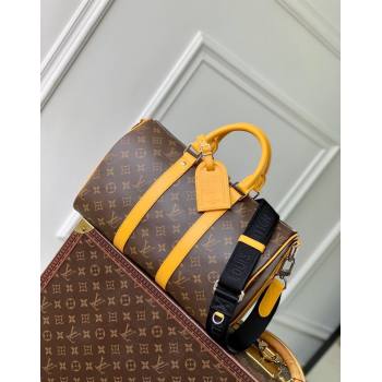 Louis Vuitton Mens Keepall Bandouliere 35 bag in Monogram Macassar Canvas M13201 Safran Yellow 2024 (KI-241210047)