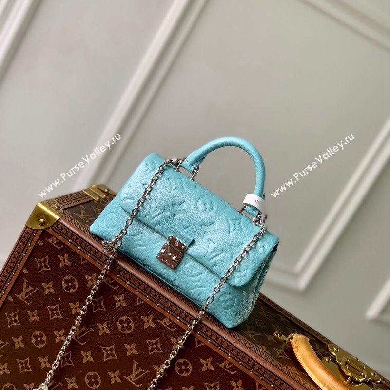 Louis Vuitton Nano Madeleine Top Handle Bag in Supple Grained Leather M12211 Azur Frost Blue 2024 (KI-241210049)