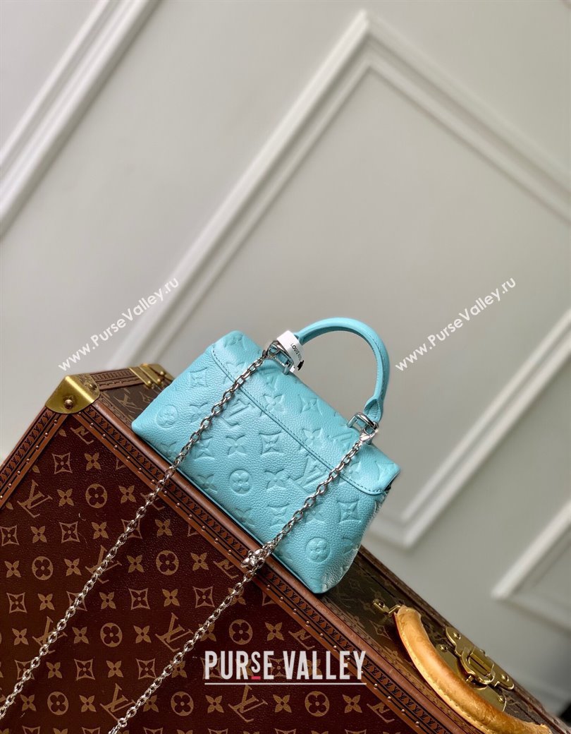 Louis Vuitton Nano Madeleine Top Handle Bag in Supple Grained Leather M12211 Azur Frost Blue 2024 (KI-241210049)