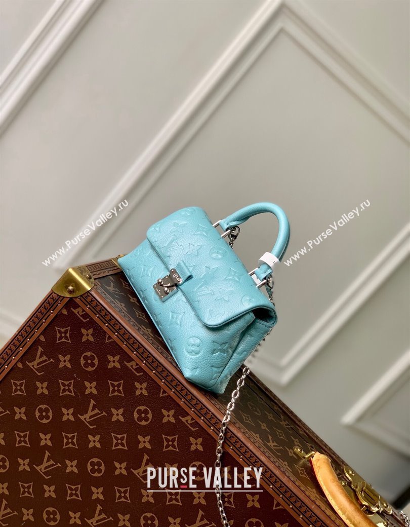 Louis Vuitton Nano Madeleine Top Handle Bag in Supple Grained Leather M12211 Azur Frost Blue 2024 (KI-241210049)