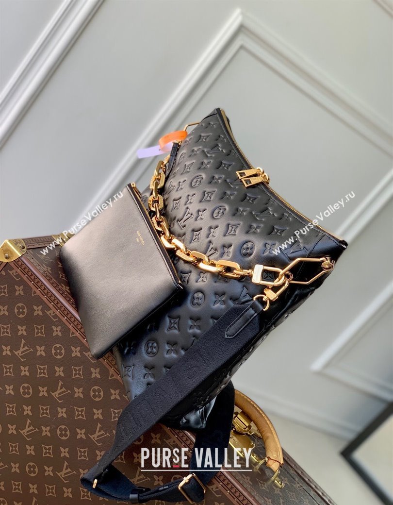 Louis Vuitton Coussin Hobo MM Bag in Monogram Leather M12068 Black 2024 (KI-241209068)