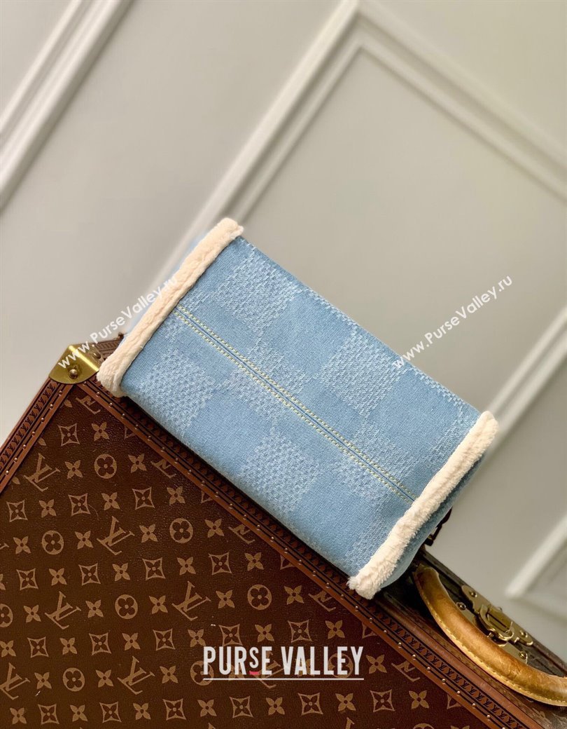 Louis Vuitton Speedy 25 Bandouliere bag in Blue Damier Denim Canvas and White Shearling N40700 2024 (KI-241210070)