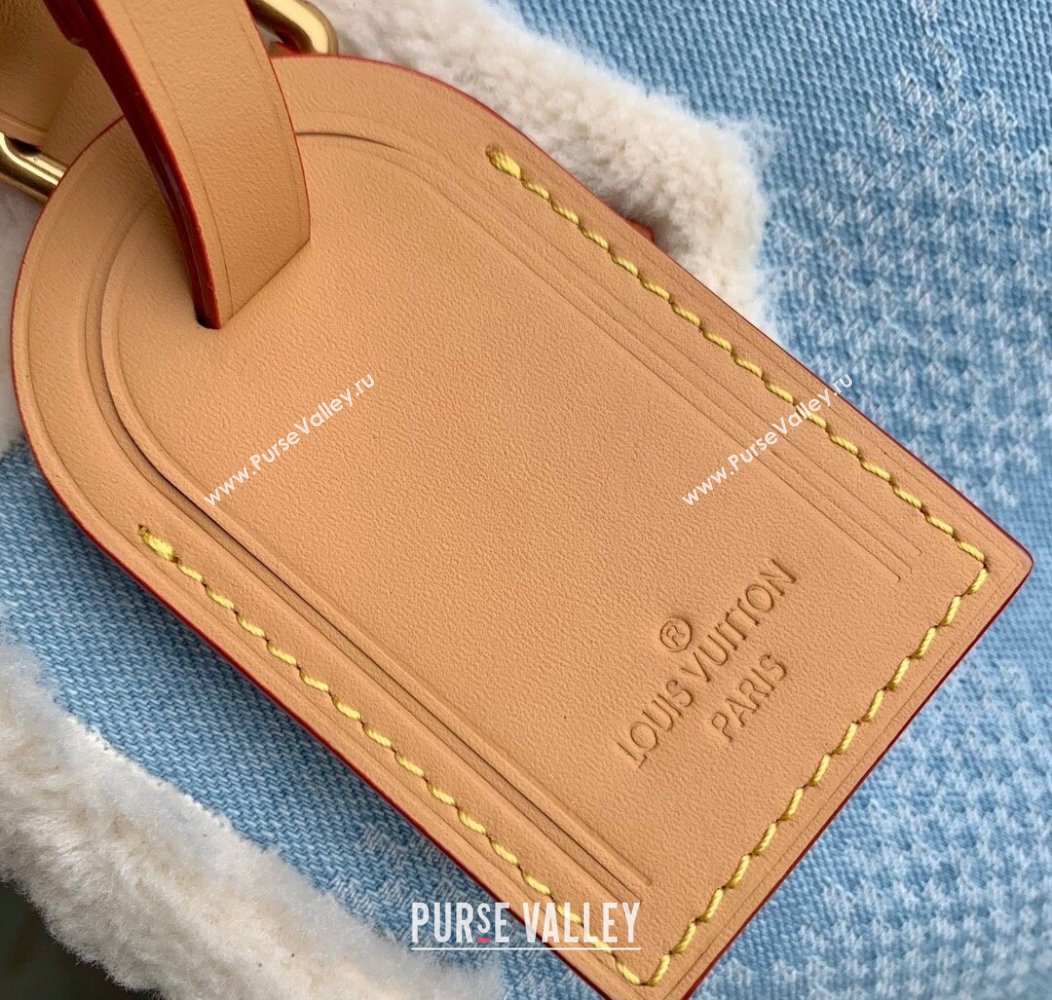 Louis Vuitton Speedy 25 Bandouliere bag in Blue Damier Denim Canvas and White Shearling N40700 2024 (KI-241210070)