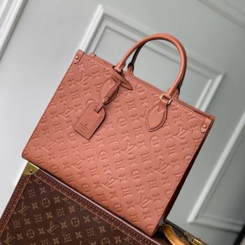 Louis Vuitton OnTheGo MM Tote Bag in Embossed Grained Leather M12775 Cognac Brown 2024 (KI-241210072)