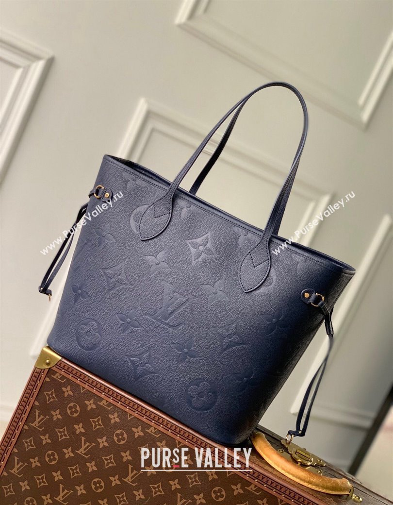 Louis Vuitton Neverfull MM Tote Bag in Embossed Leather M45685 Dark Blue 2024 (KI-241210082)