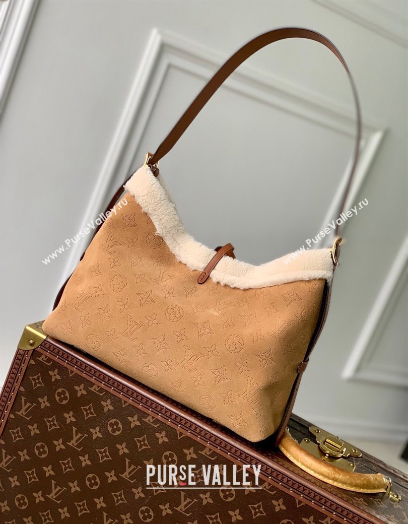 Louis Vuitton CarryAll PM Hobo Bag in Browm Monogram Suede M11843 2024 (KI-241210083)