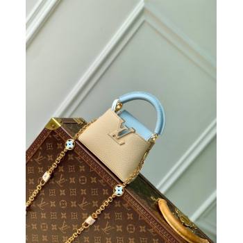 Louis Vuitton Capucines Nano Bag in Taurillon Leather with Lovelock Chain M23952 Beige/Blue 2024 (KI-241210113)