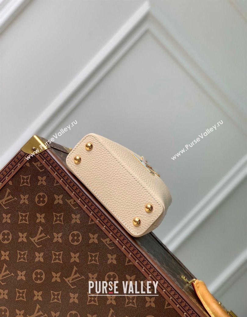 Louis Vuitton Capucines Nano Bag in Taurillon Leather with Lovelock Chain M23952 Beige/Blue 2024 (KI-241210113)