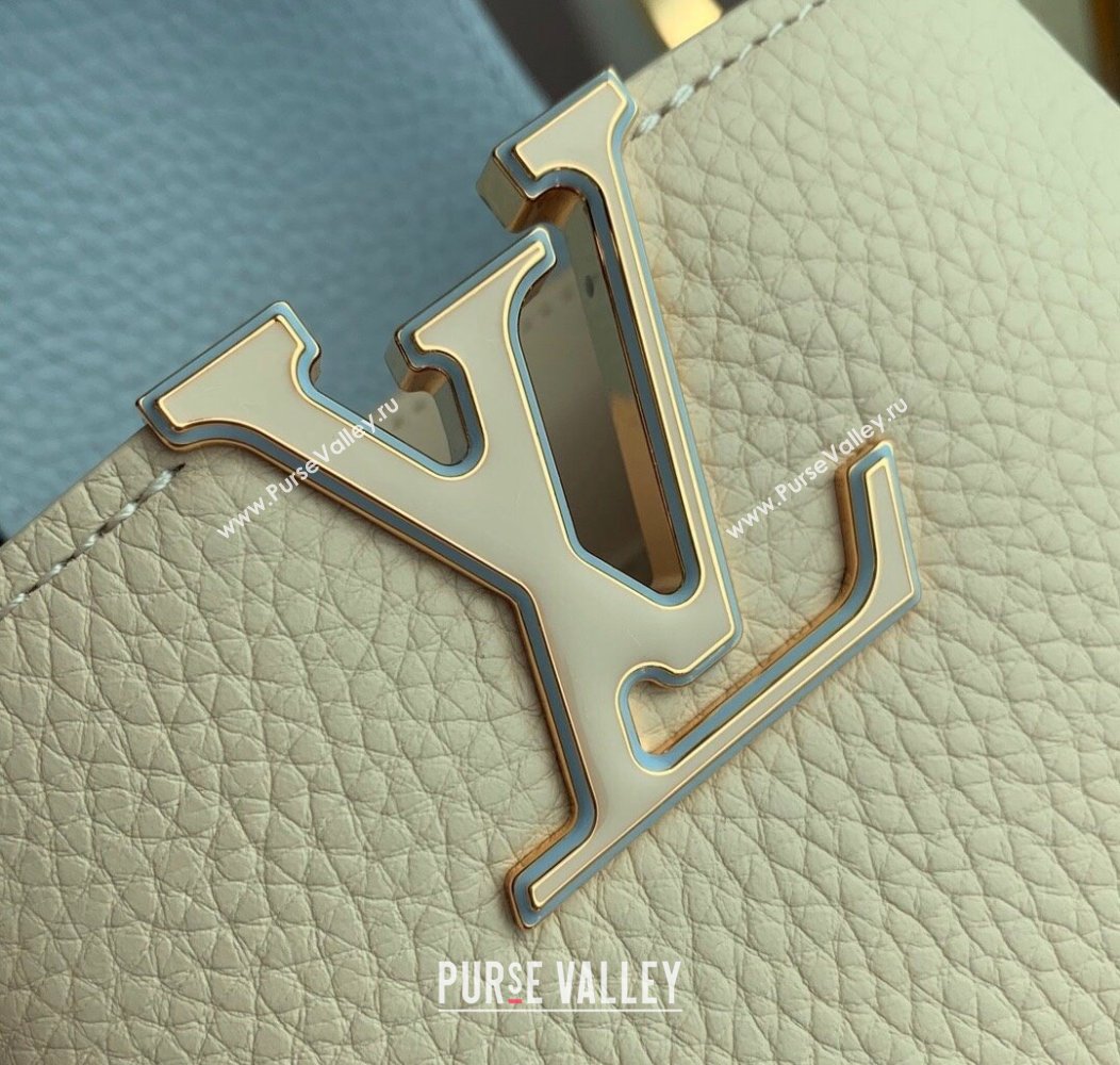 Louis Vuitton Capucines Nano Bag in Taurillon Leather with Lovelock Chain M23952 Beige/Blue 2024 (KI-241210113)