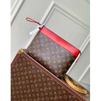 Louis Vuitton Pochette Voyage Souple Pouch in Monogram Macassar Canvas M13199 Red 2024 (KI-241210084)