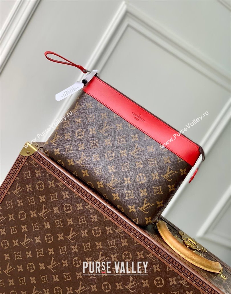 Louis Vuitton Pochette Voyage Souple Pouch in Monogram Macassar Canvas M13199 Red 2024 (KI-241210084)