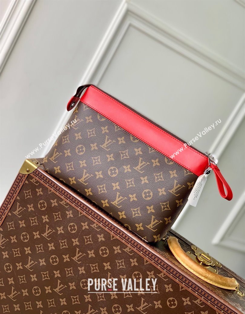 Louis Vuitton Pochette Voyage Souple Pouch in Monogram Macassar Canvas M13199 Red 2024 (KI-241210084)