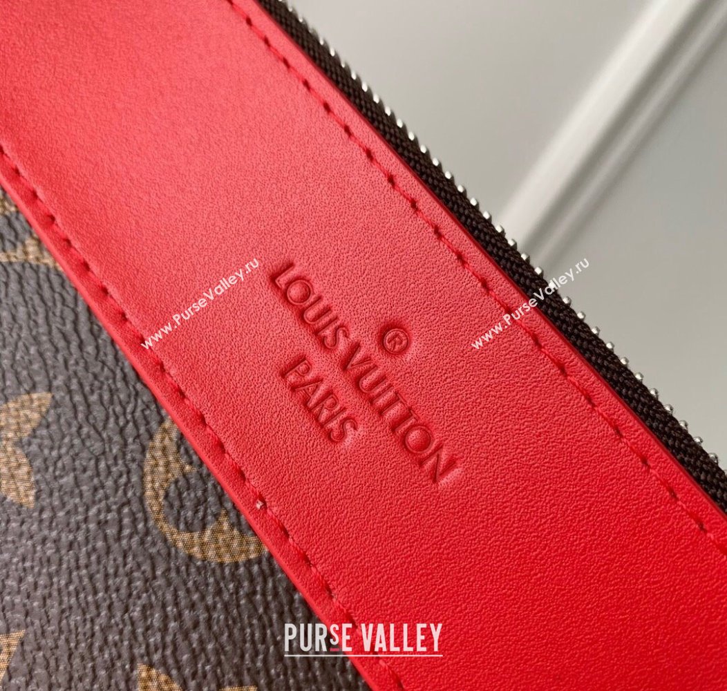 Louis Vuitton Pochette Voyage Souple Pouch in Monogram Macassar Canvas M13199 Red 2024 (KI-241210084)