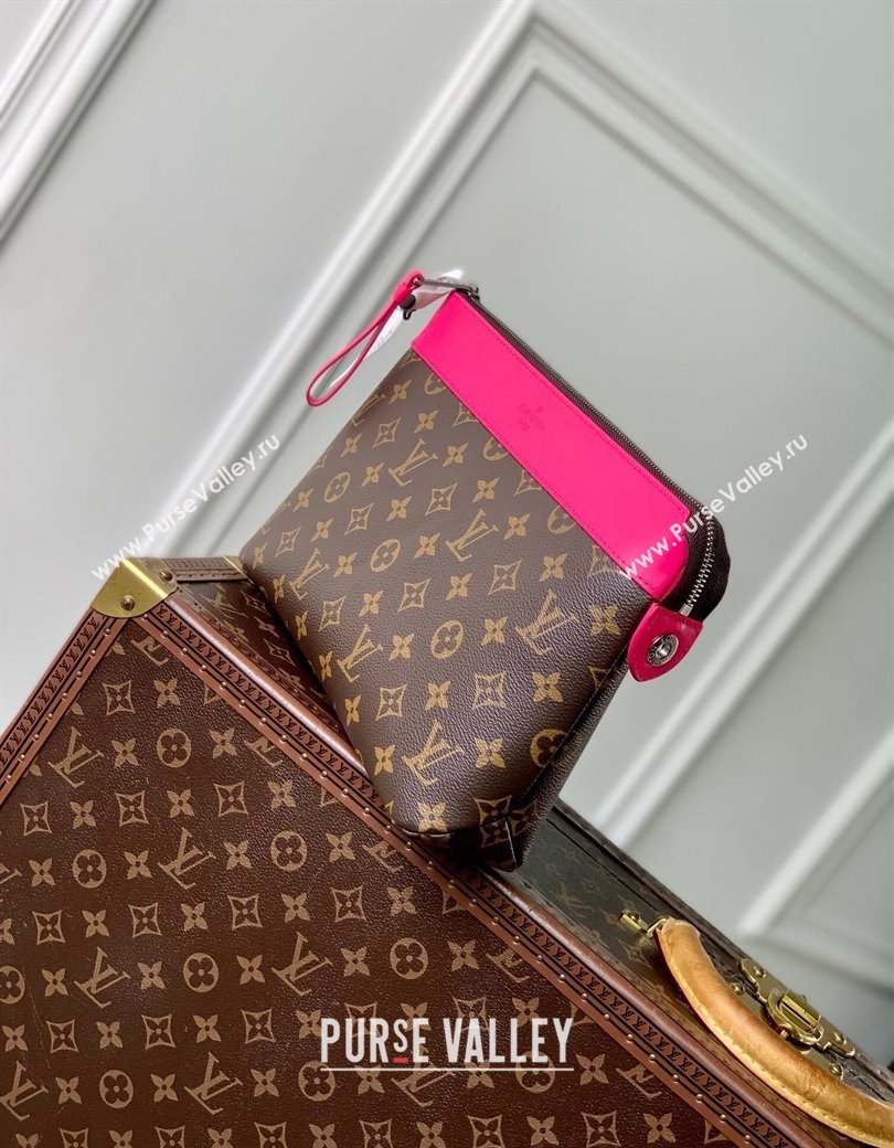 Louis Vuitton Pochette Voyage Souple Pouch in Monogram Macassar Canvas M13356 Pondichery Pink 2024 (KI-241210085)