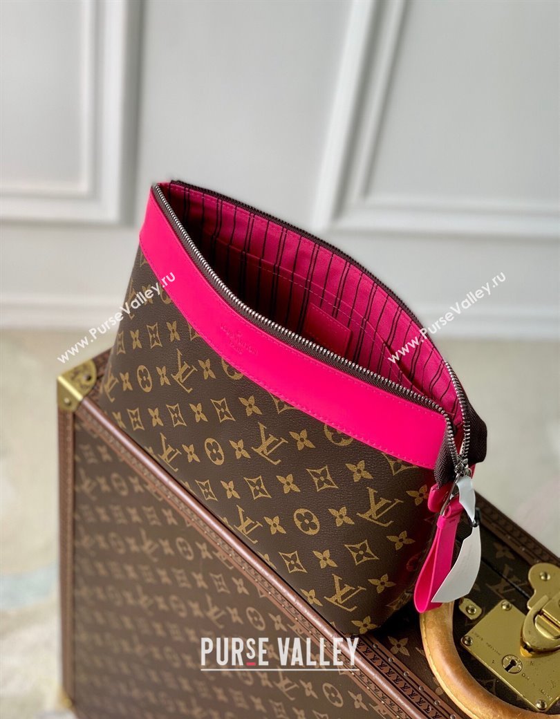 Louis Vuitton Pochette Voyage Souple Pouch in Monogram Macassar Canvas M13356 Pondichery Pink 2024 (KI-241210085)