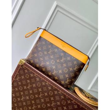 Louis Vuitton Pochette Voyage Souple Pouch in Monogram Macassar Canvas M13198 Safran Yellow 2024 (KI-241210086)