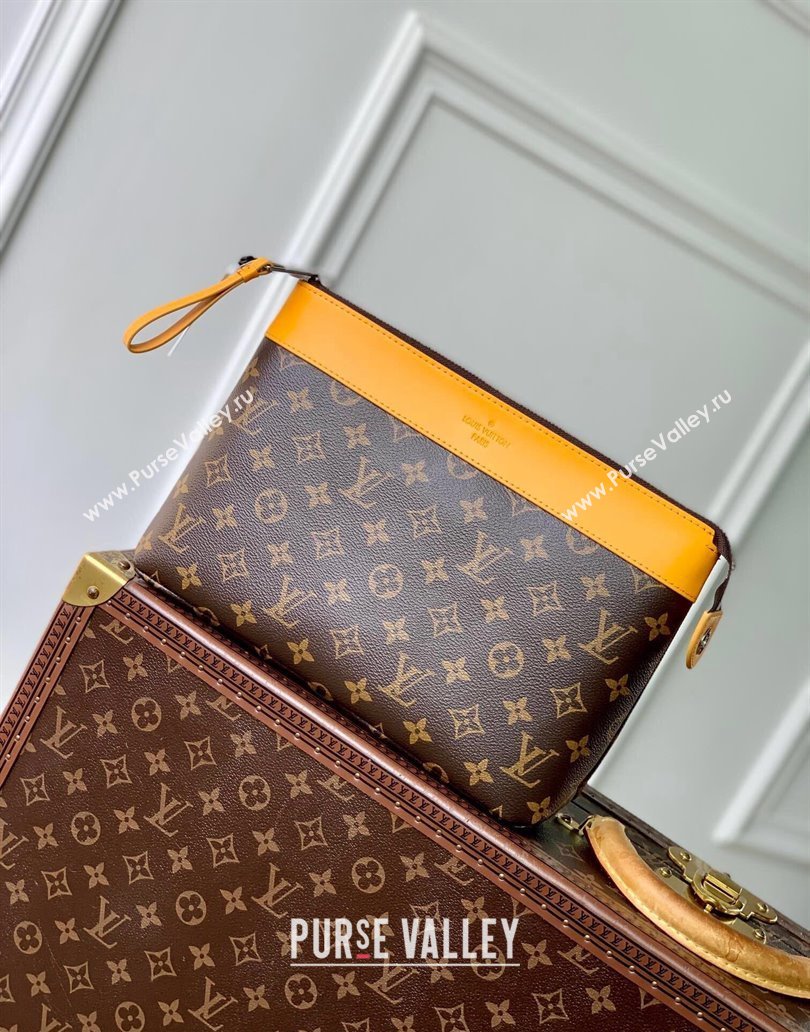 Louis Vuitton Pochette Voyage Souple Pouch in Monogram Macassar Canvas M13198 Safran Yellow 2024 (KI-241210086)