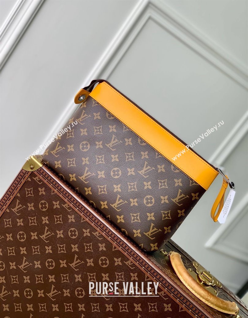 Louis Vuitton Pochette Voyage Souple Pouch in Monogram Macassar Canvas M13198 Safran Yellow 2024 (KI-241210086)