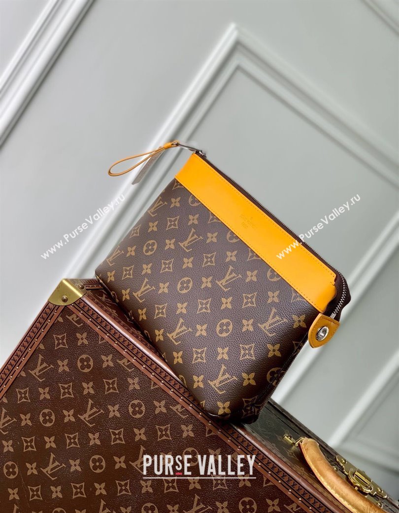 Louis Vuitton Pochette Voyage Souple Pouch in Monogram Macassar Canvas M13198 Safran Yellow 2024 (KI-241210086)