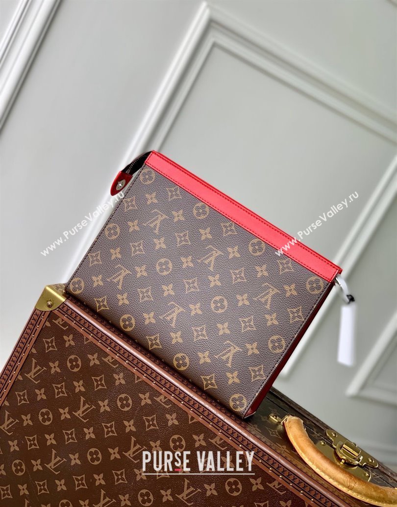 Louis Vuitton Pochette Voyage MM Pouch in Monogram Macassar Canvas M12820 Red 2024 (KI-241210088)