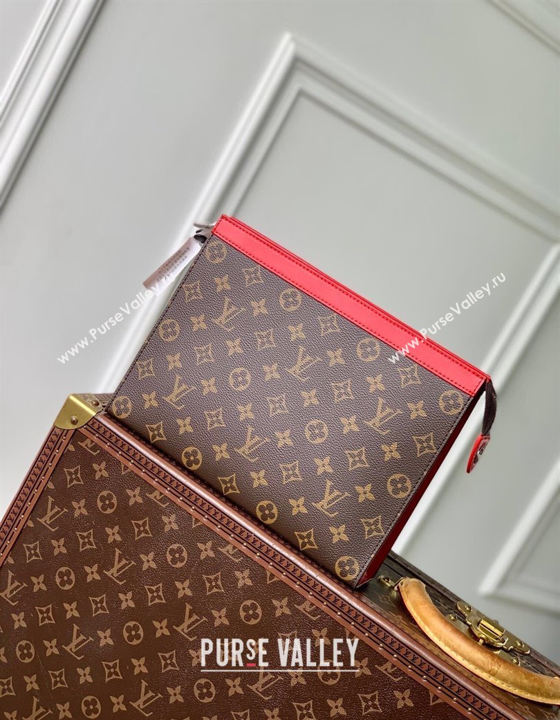 Louis Vuitton Pochette Voyage MM Pouch in Monogram Macassar Canvas M12820 Red 2024 (KI-241210088)