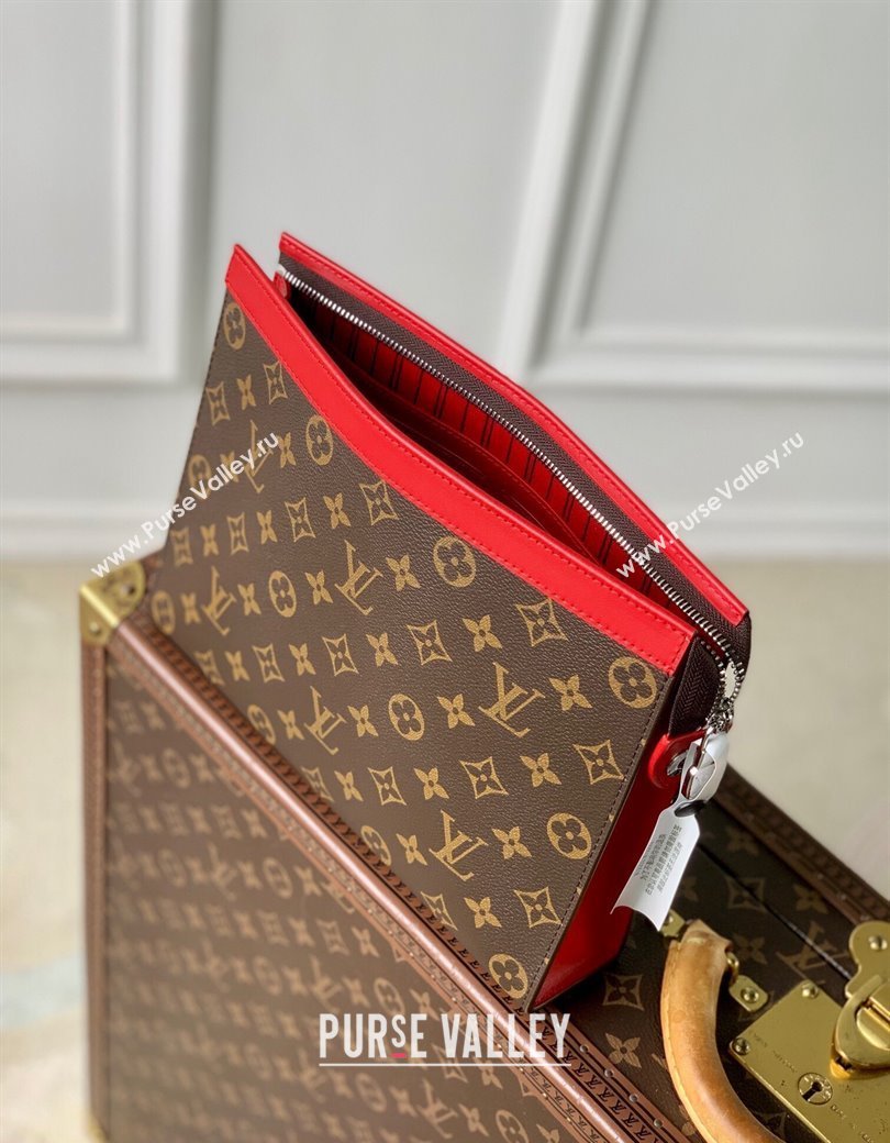 Louis Vuitton Pochette Voyage MM Pouch in Monogram Macassar Canvas M12820 Red 2024 (KI-241210088)